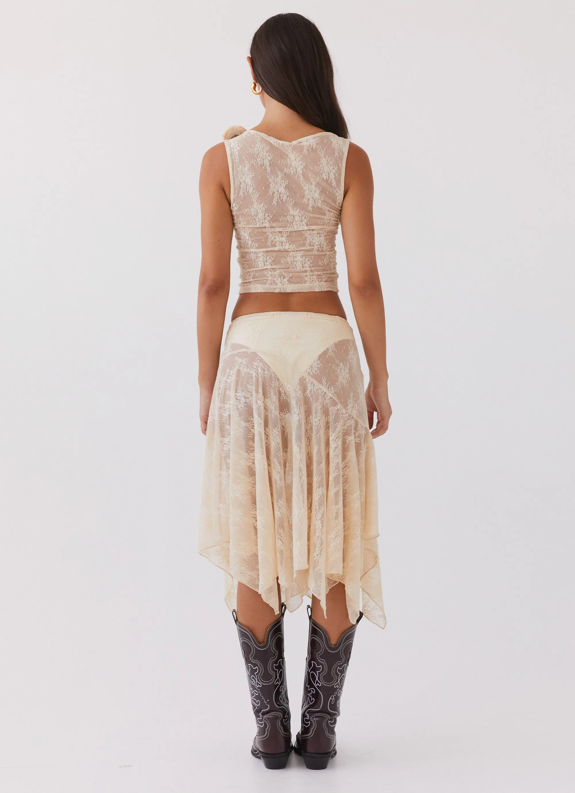 Nakia Lace Midi Skirt - Ivory