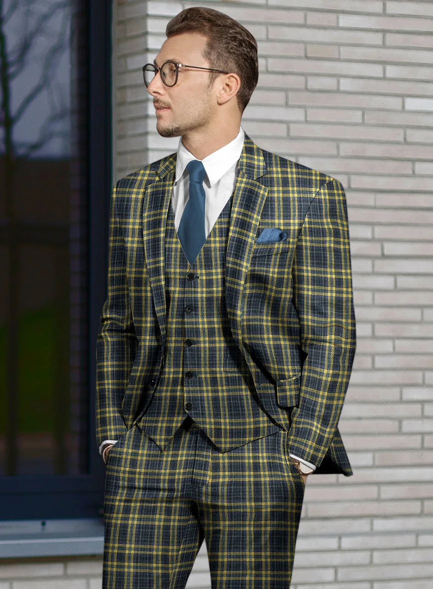 Noble Mario Check Wool Silk Linen Jacket