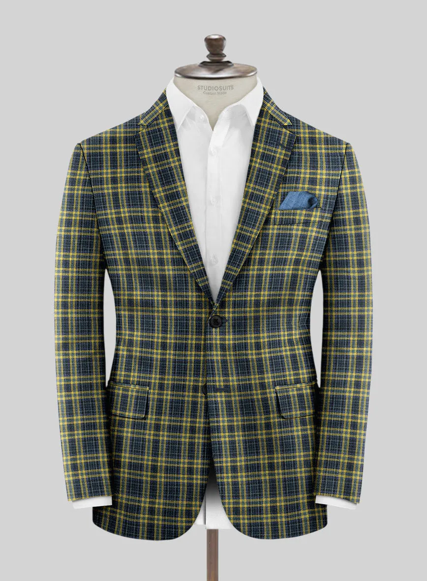 Noble Mario Check Wool Silk Linen Jacket