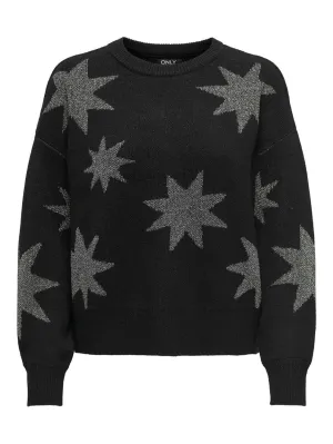 Onlrosie Ls O-neck Glitter Knt - Zwart Dessin