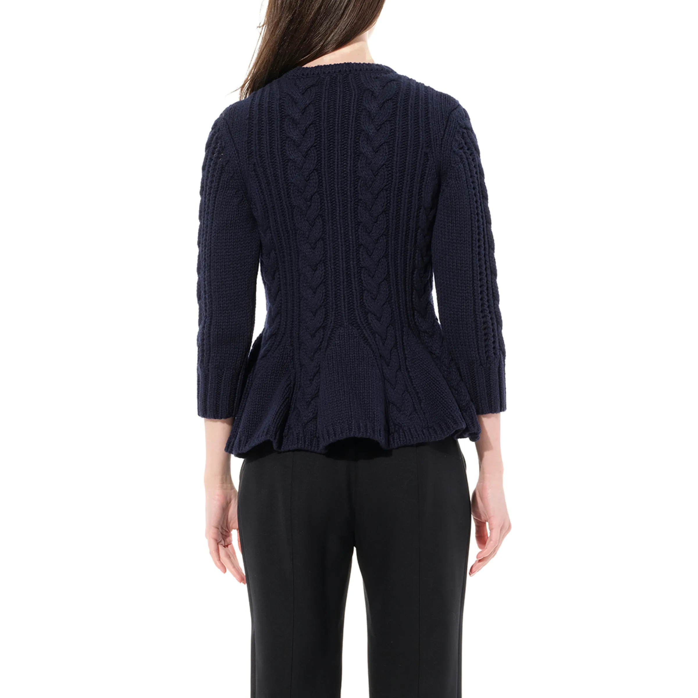 Peplum Cardigan in Navy