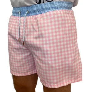 Pink Check Board Shorts