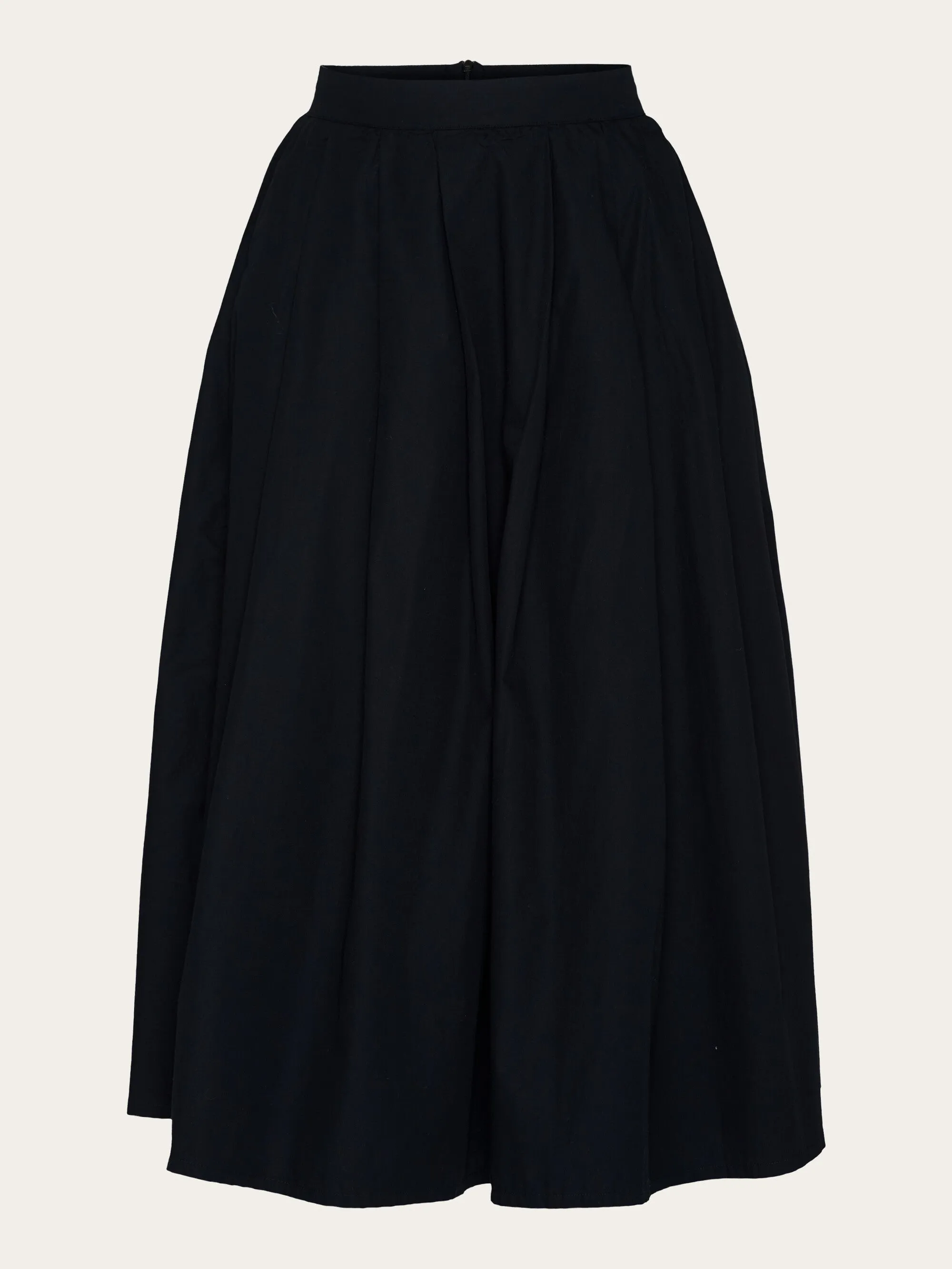 Poplin pleated mid-length skirt - Black Jet