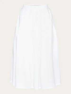 Poplin pleated mid-length skirt - Bright White