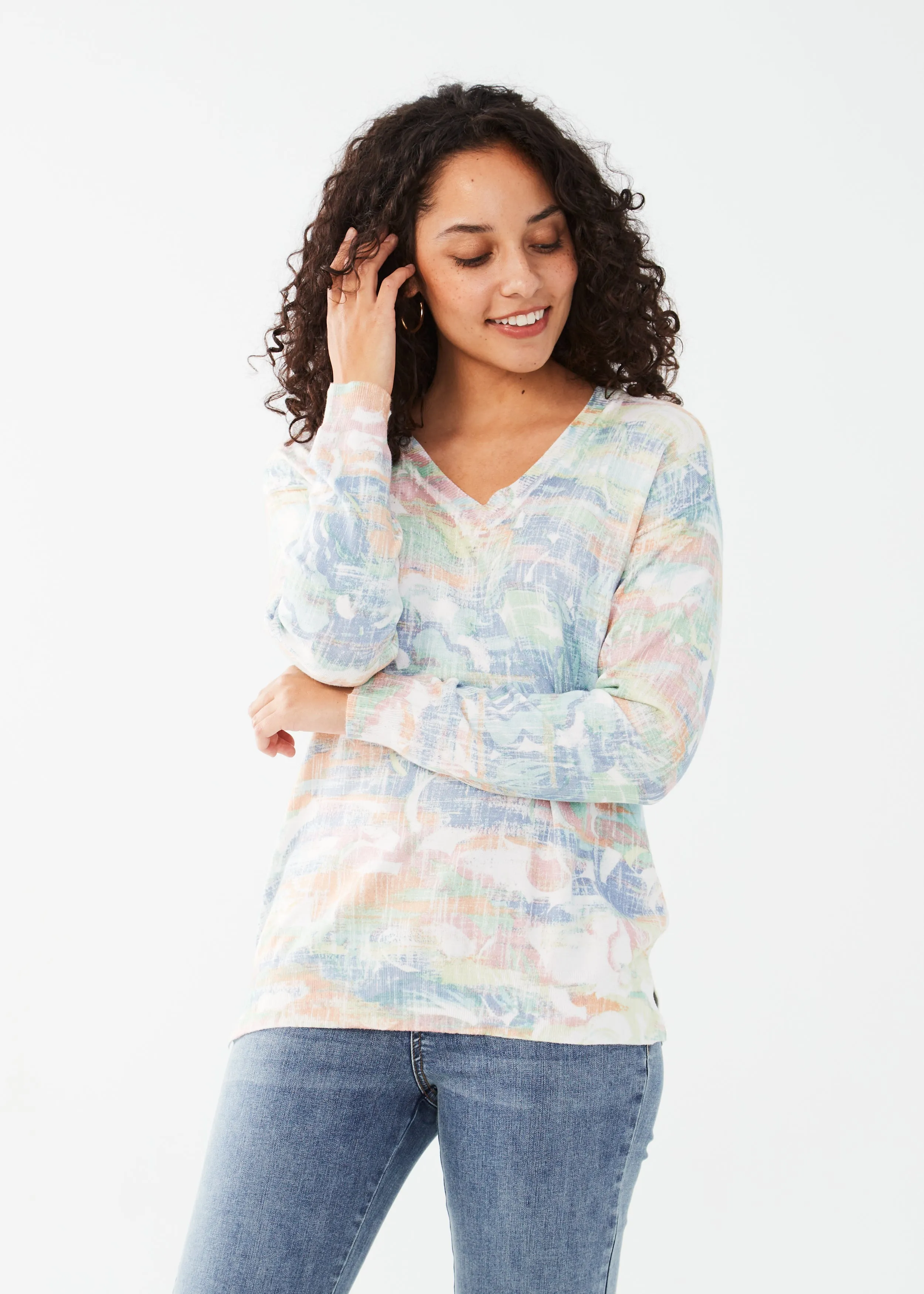 Printed Long Sleeve Sweater