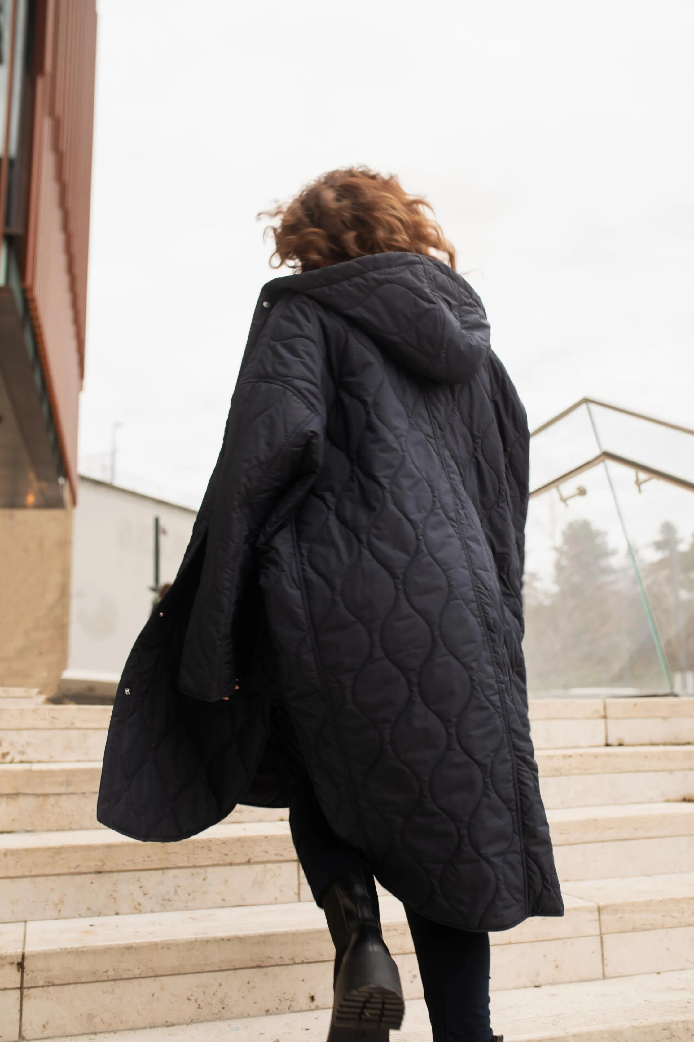 Quilted Maxi Shacket with Hood