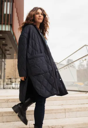 Quilted Maxi Shacket with Hood