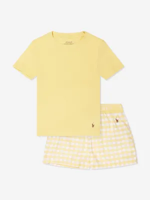 Ralph Lauren Girls T-Shirt And Shorts Pyjama Set in Yellow