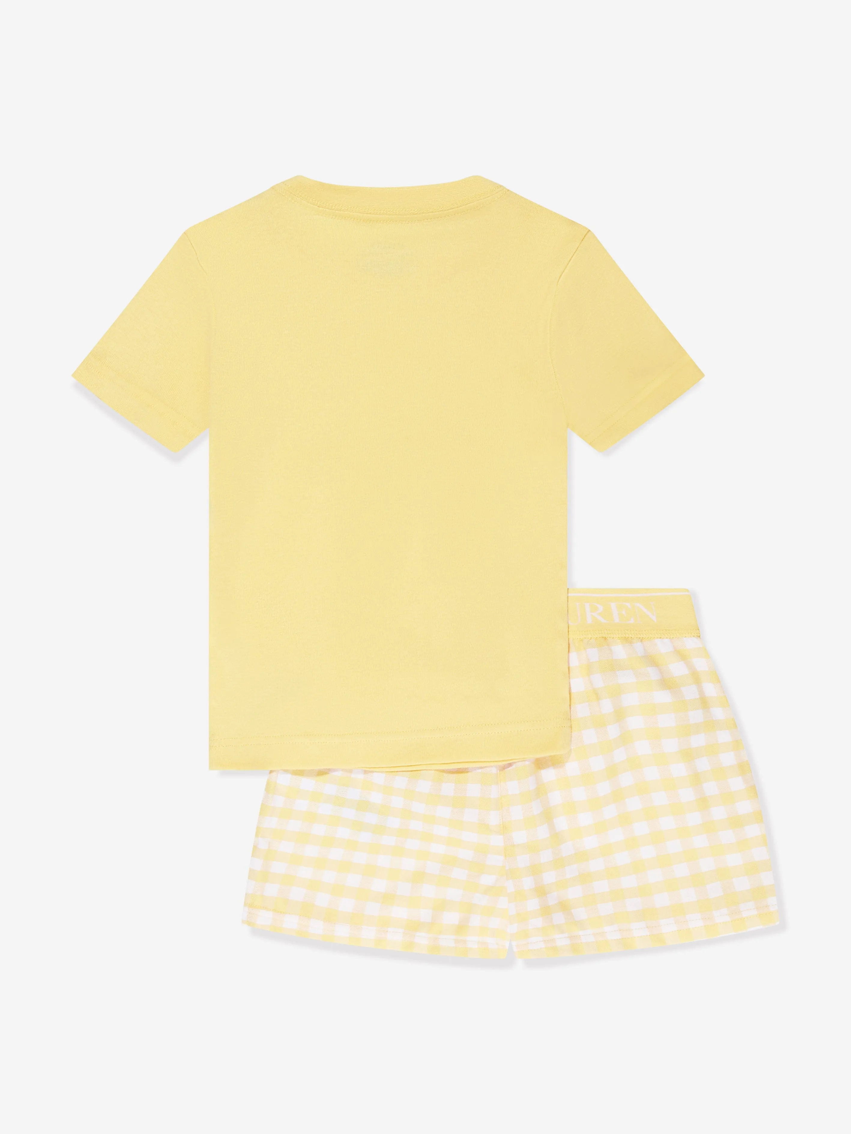 Ralph Lauren Girls T-Shirt And Shorts Pyjama Set in Yellow