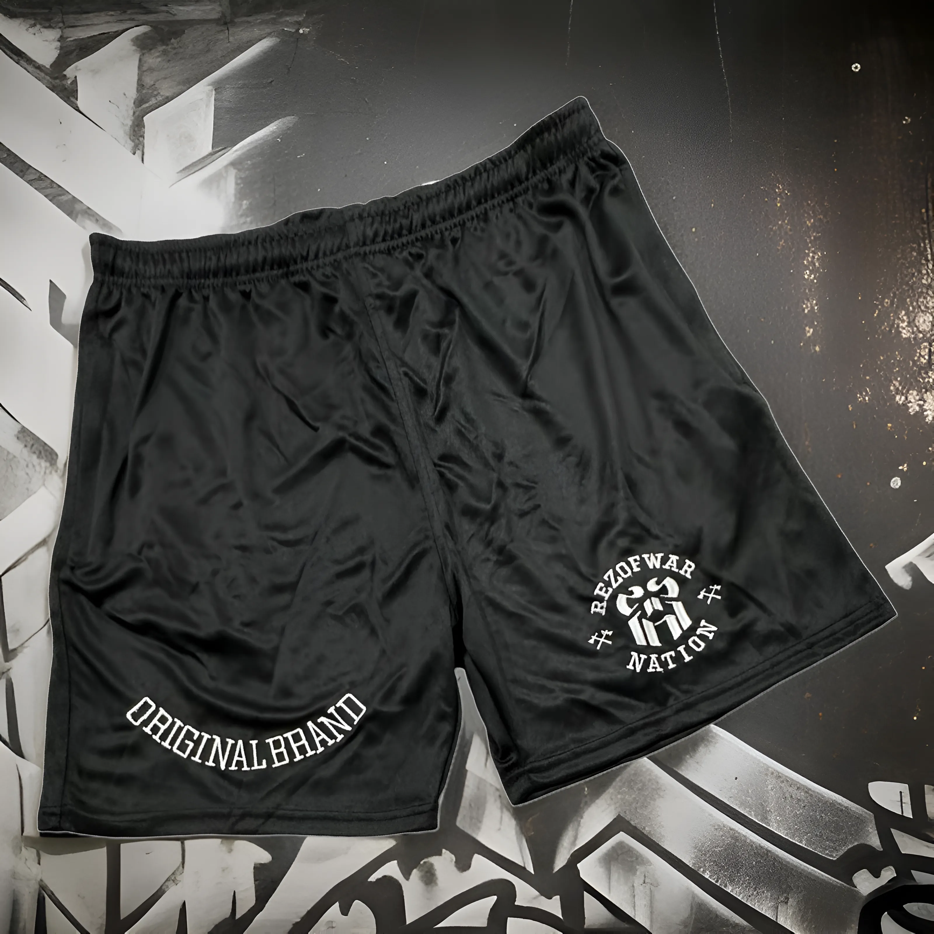 *REZOFWAR NATION* (Black-White) Activewear shorts