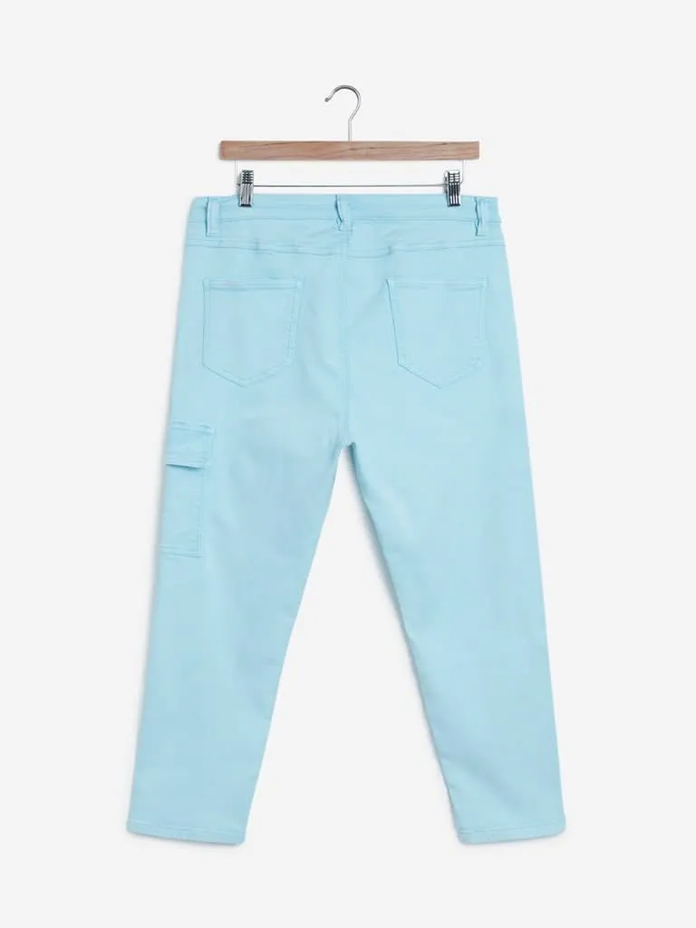 Sassy Soda Curves Aqua Cargo-Style Brix Jeans