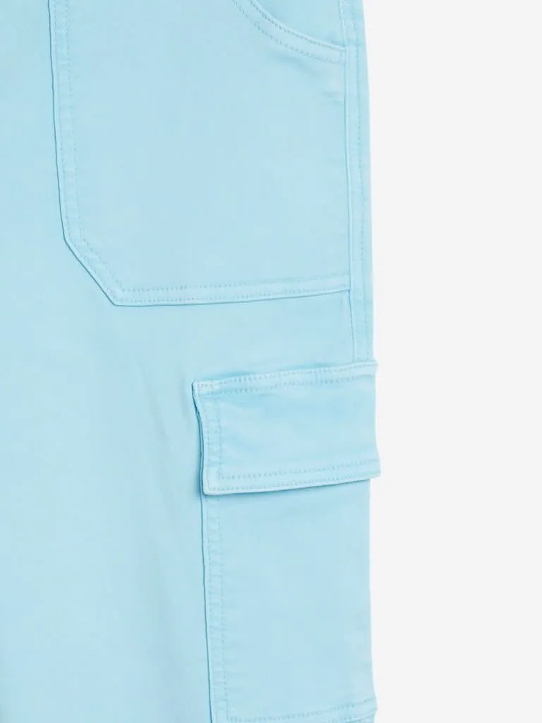 Sassy Soda Curves Aqua Cargo-Style Brix Jeans