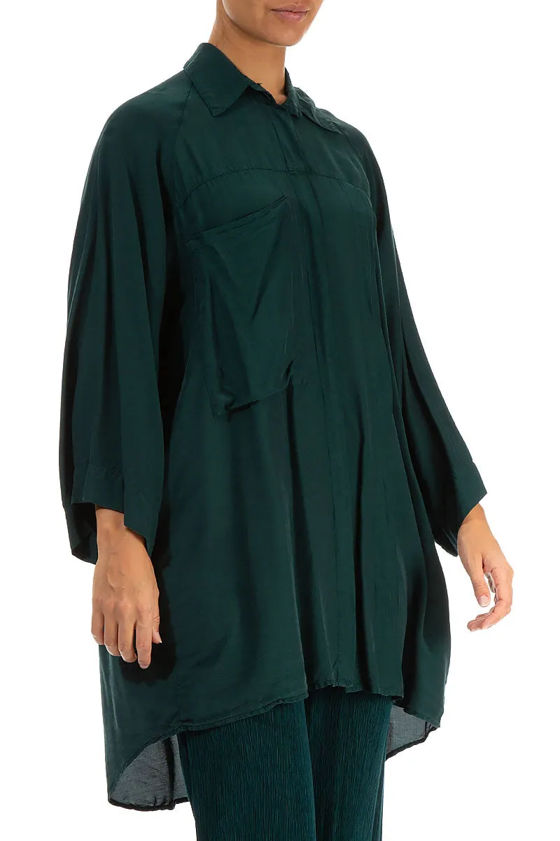 Side Pocket Emerald Silk Bamboo Shirt