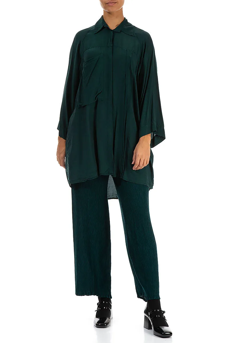 Side Pocket Emerald Silk Bamboo Shirt