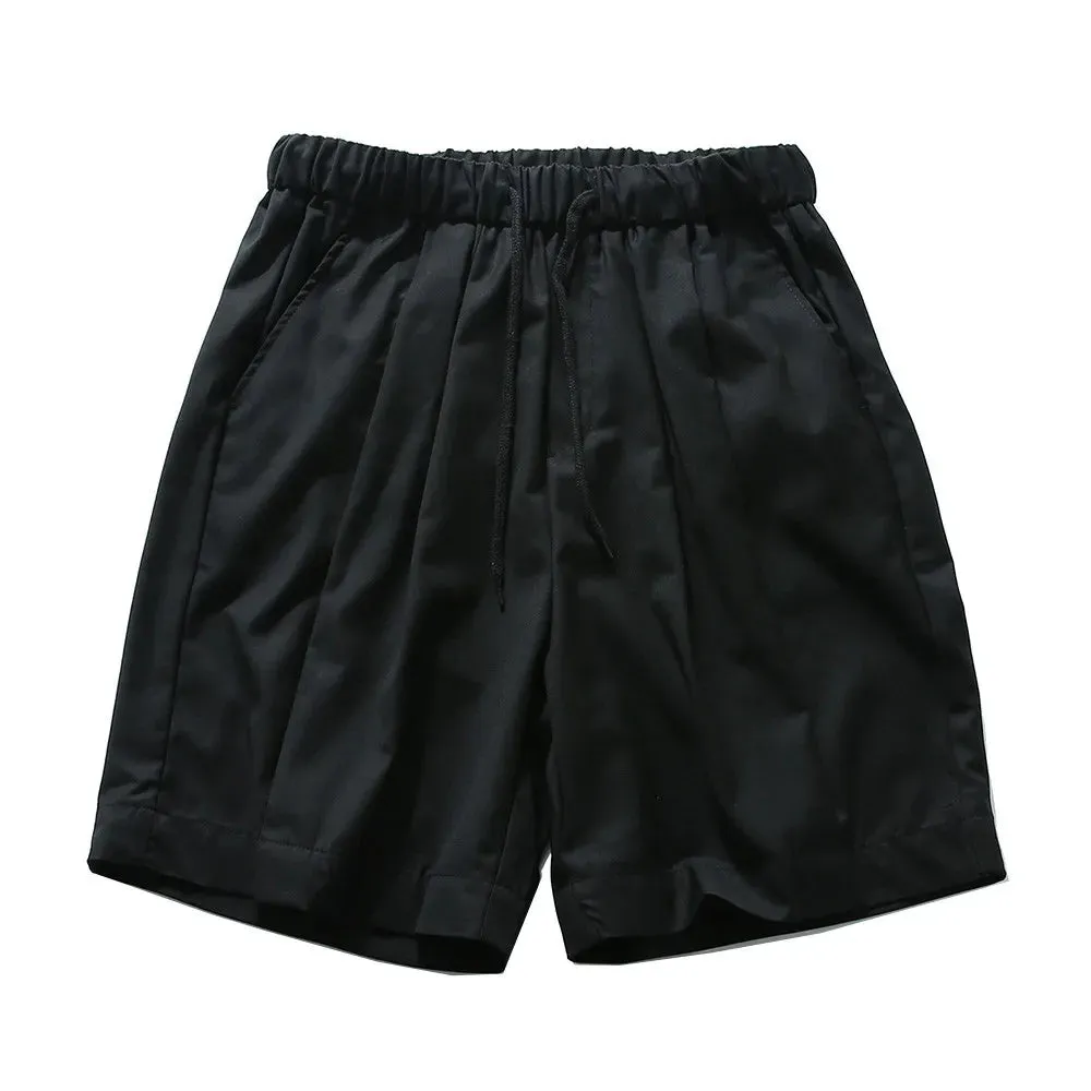 Solid Color Casual Shorts with Elastic Waist - Simple Loose Wide Leg Short Pants