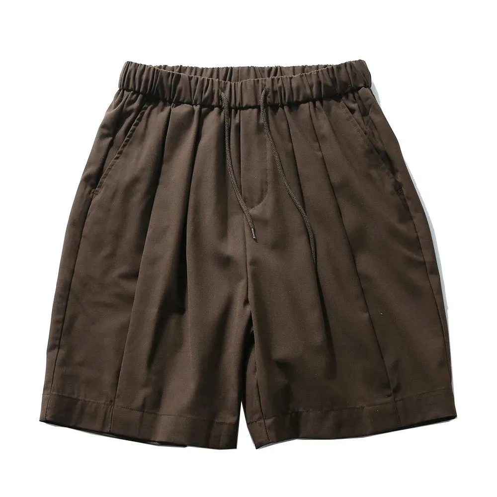 Solid Color Casual Shorts with Elastic Waist - Simple Loose Wide Leg Short Pants