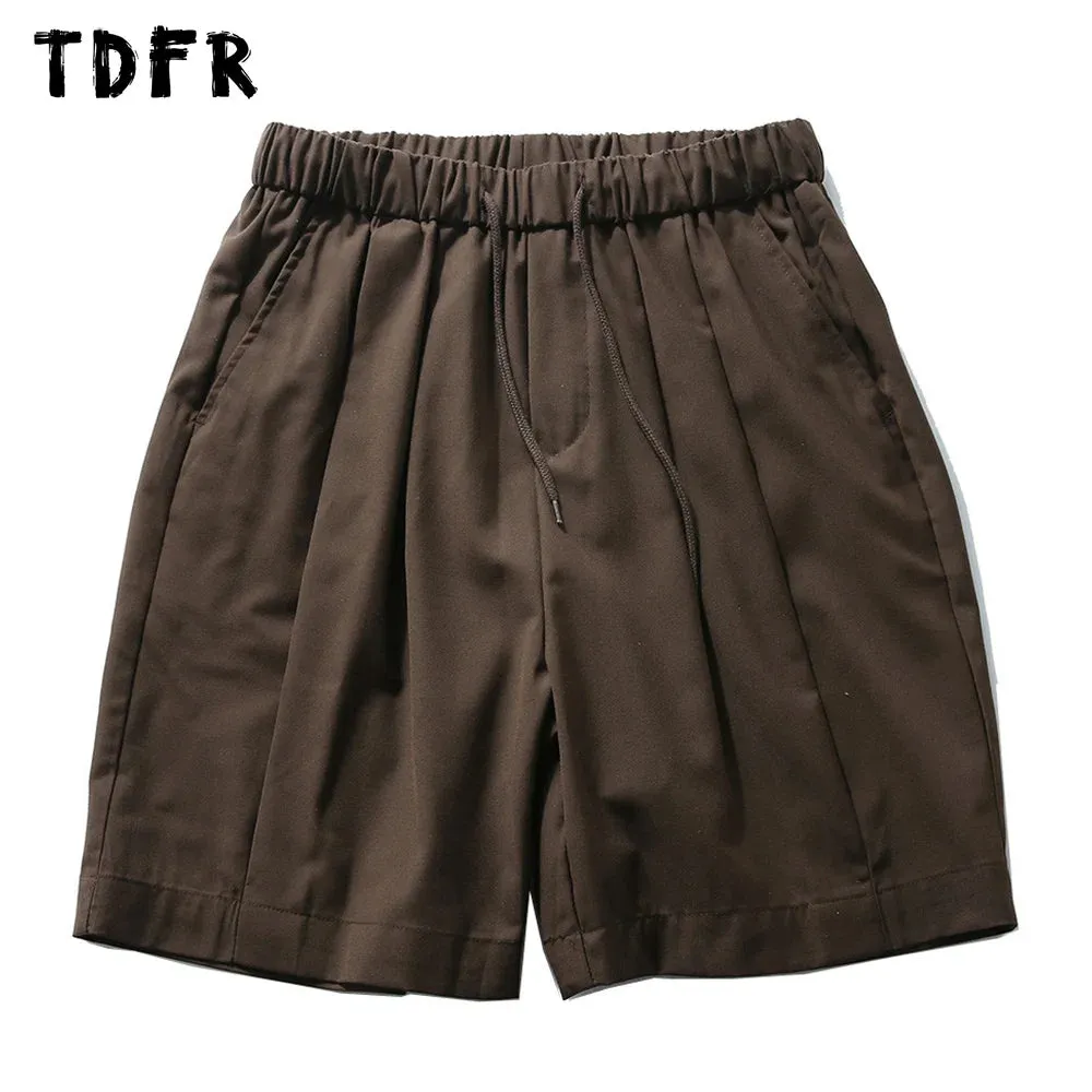 Solid Color Casual Shorts with Elastic Waist - Simple Loose Wide Leg Short Pants