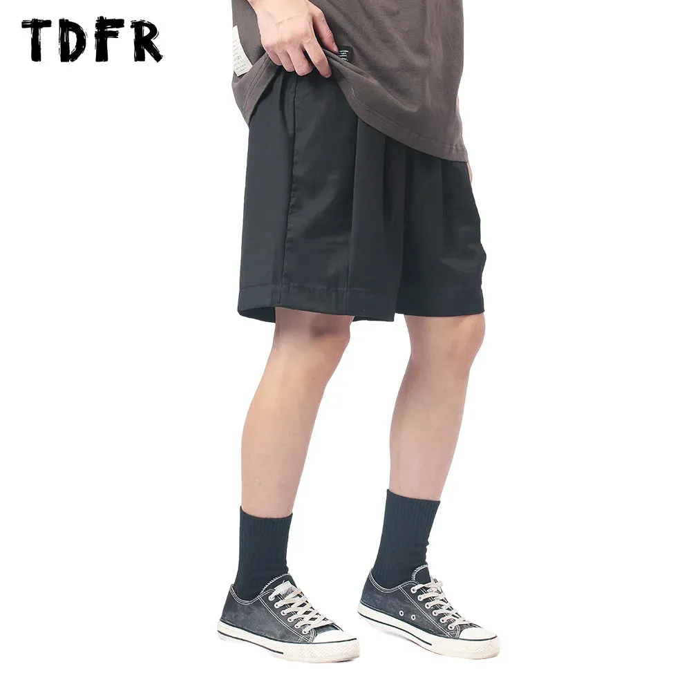 Solid Color Casual Shorts with Elastic Waist - Simple Loose Wide Leg Short Pants