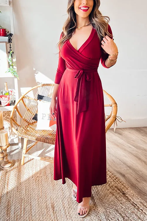 Solid Wrap Maxi Dress