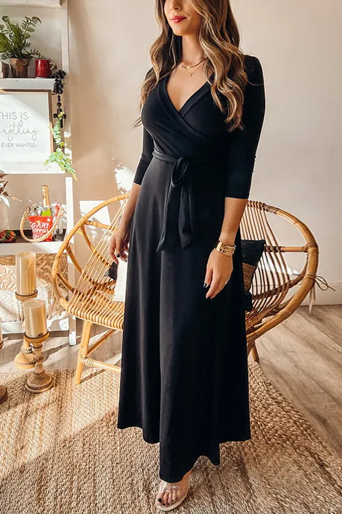 Solid Wrap Maxi Dress