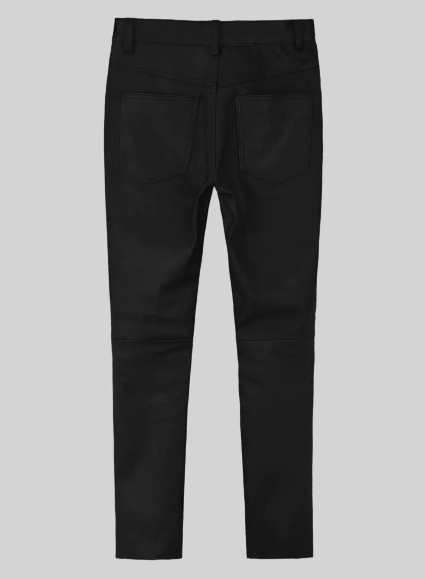 Stretch Black Leather Jeans