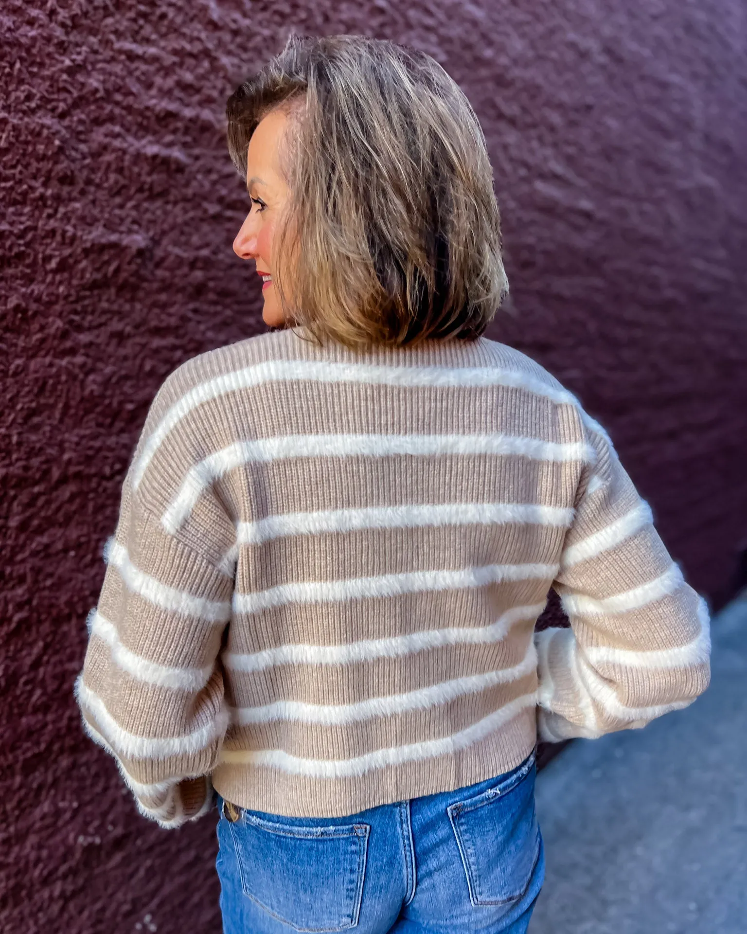 Taupe/Ivory Striped Cardigan