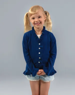 The Little Lilly Girls Cashmere Cardigan in Navy