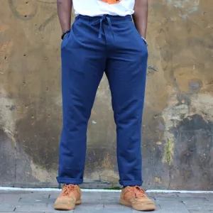 Unisex Ribbed Cotton Shing Mai Trousers Navy Blue