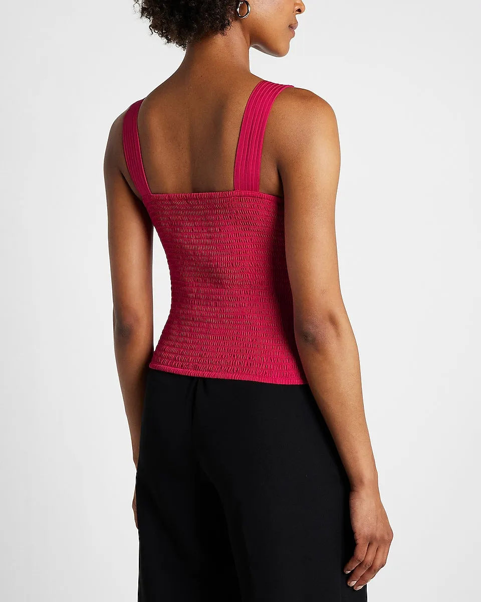 V-Neck Pleated Tank Top in Energy Pink