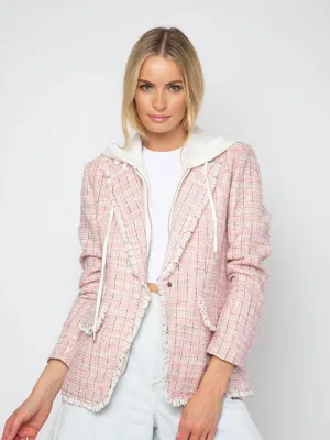 Veronica Plaid Dickie Tweed Jacket - Pink Multi