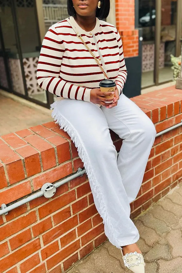 Versatile Striped Long Sleeve Cardigan