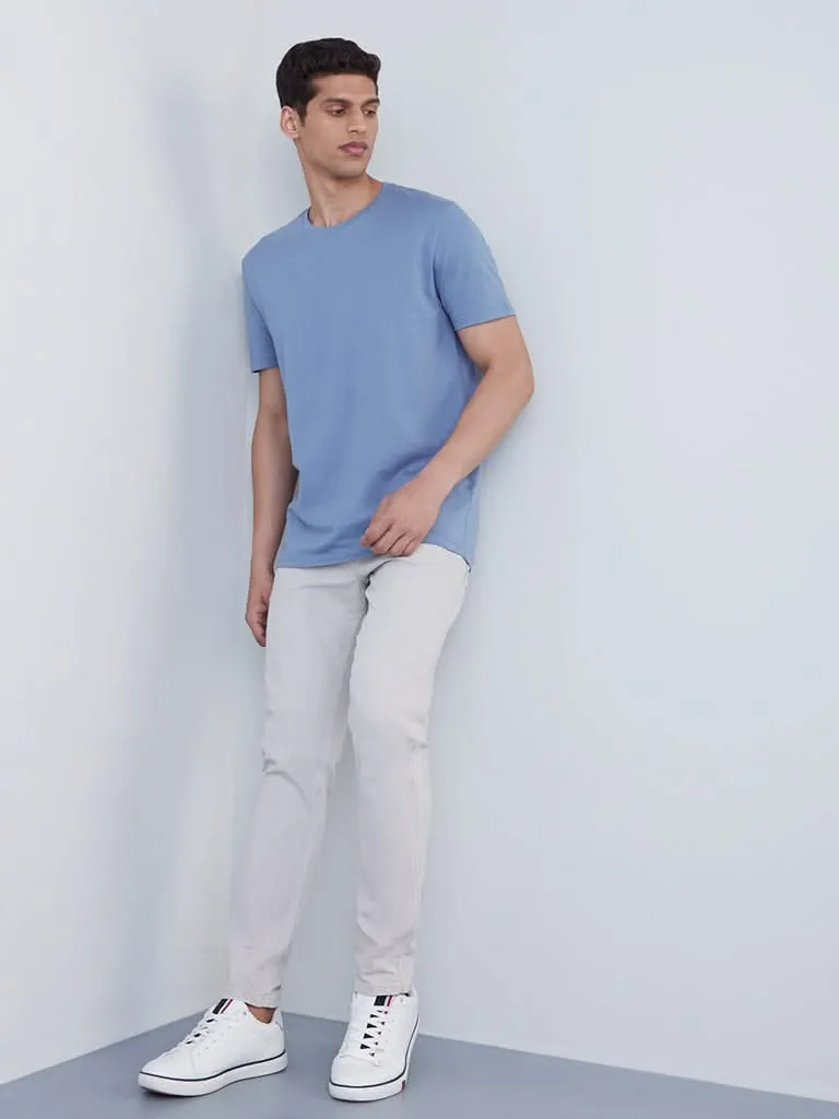 WES Casuals Blue Slim-Fit T-Shirt