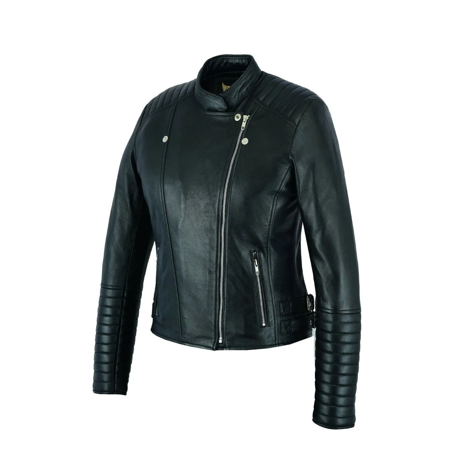 Women Leather Jacket Real Sheepskin Leather Punk Biker Style Short Slim Fit Jacket