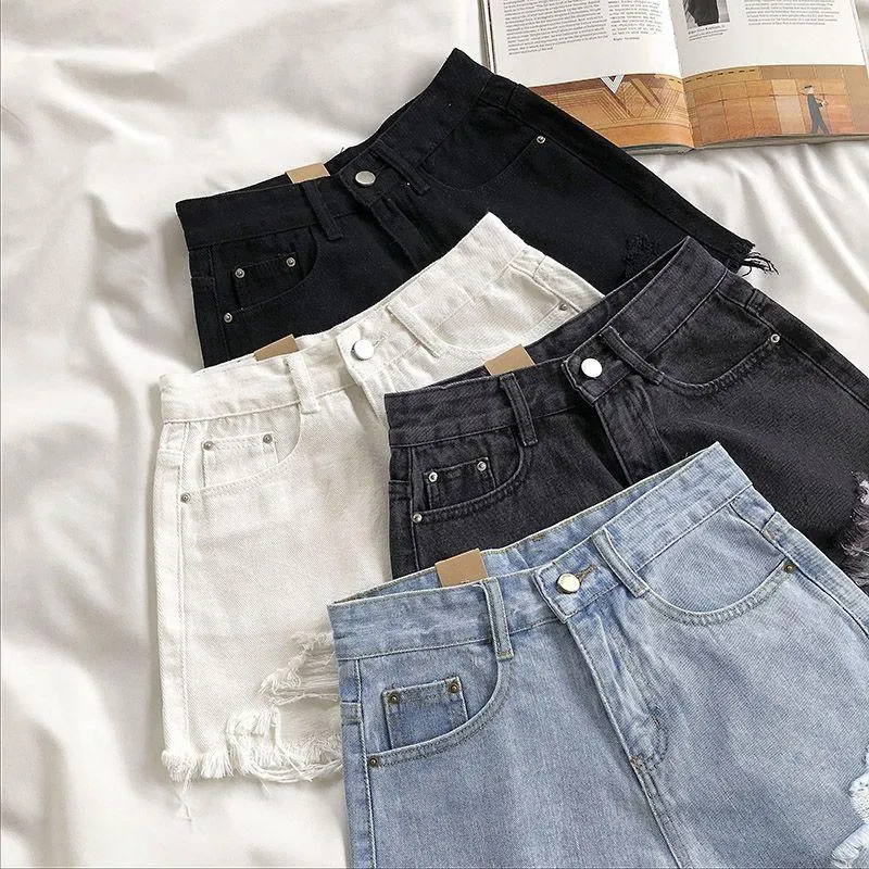 Women Wide Leg Hole Denim Shorts Casual Jeans Shorts Casual Shorts