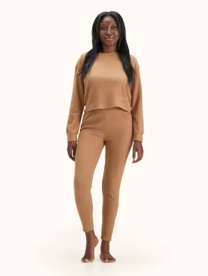 Women's 2-Piece Waffle Crew and Pants Loungewear Set