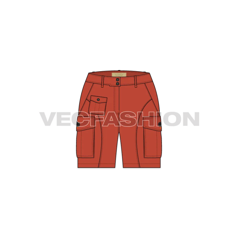 Women's Burnt Orange Cargo Shorts