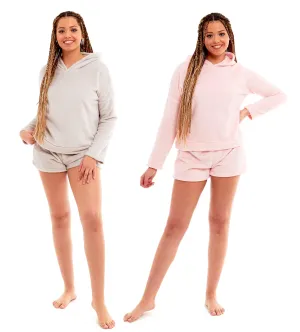 Women's Hooded Super Soft Fleece Pyjama Loungewear Set Comfortable Nightwear for Home Relaxation or Gift Multiple Colours Sizes 8-22 by Daisy Dreamer