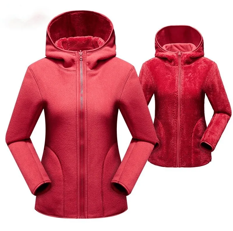 Women's Reversible Fleece Jacket / Stylish Zipper Pullover With Hood - SF0016