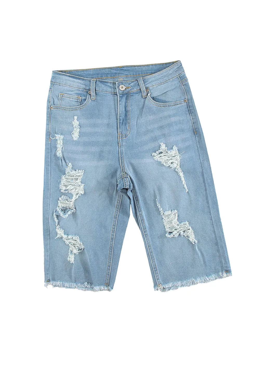 Women's Ripped High Waisted Denim Shorts Distressed Bermuda Shorts