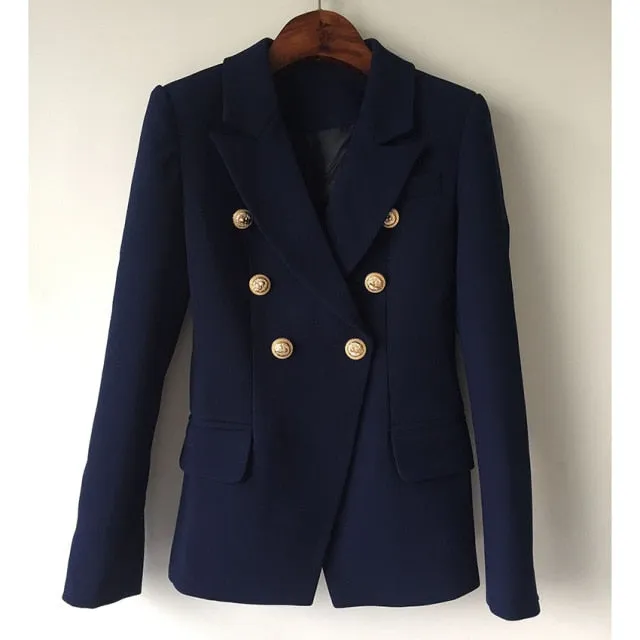 Yeknu Green Blue Yellow Black White Blazer Women Office Formal Double Breasted Buttons Blazer Women Blazers High Quality Drop Ship