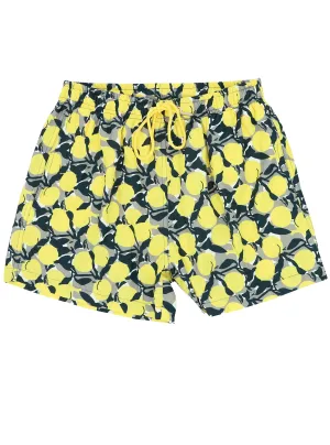 Yellow Floral Print Boardshorts