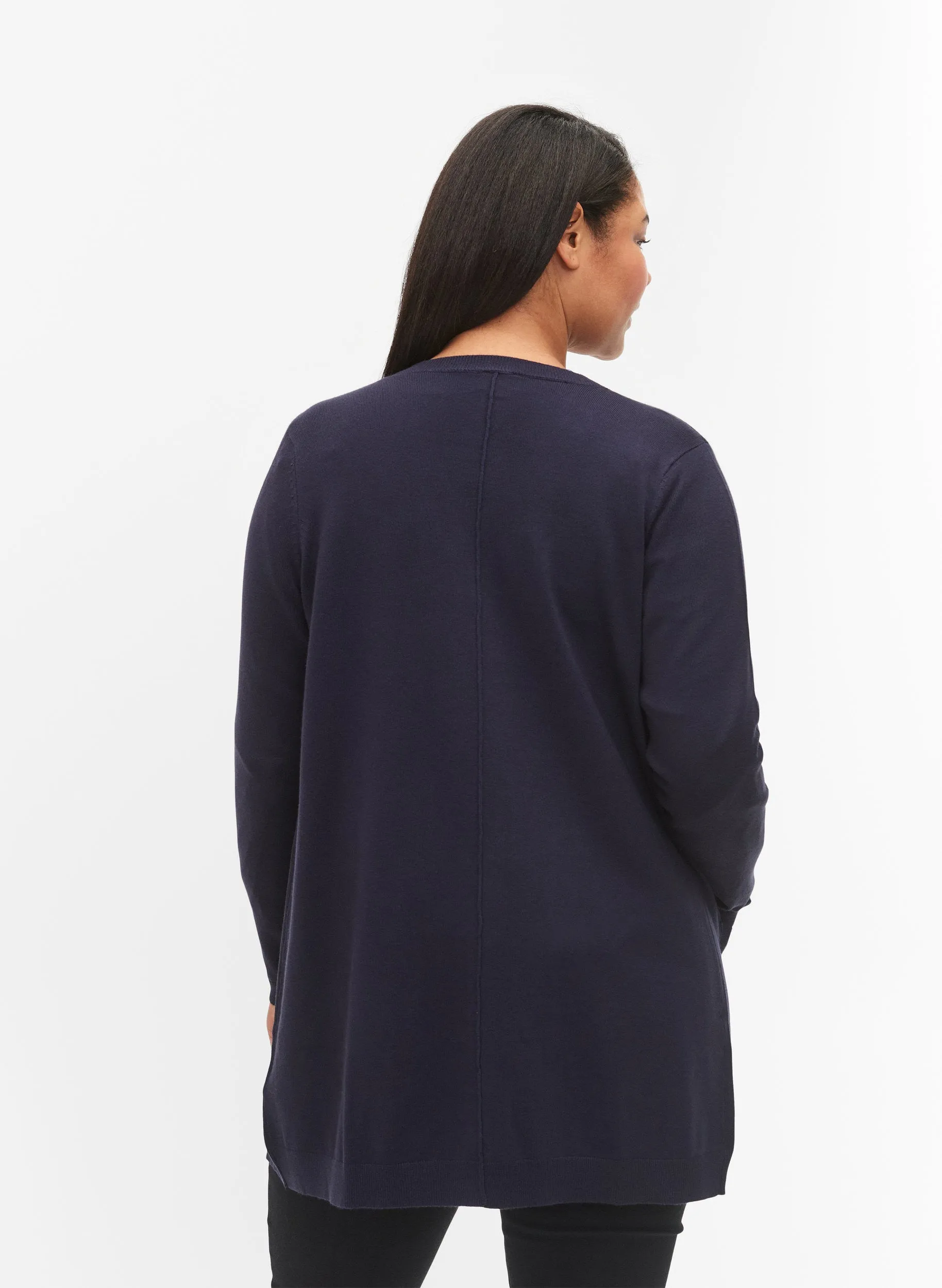 Zizzi Carrie Long Line Cardigan in Navy