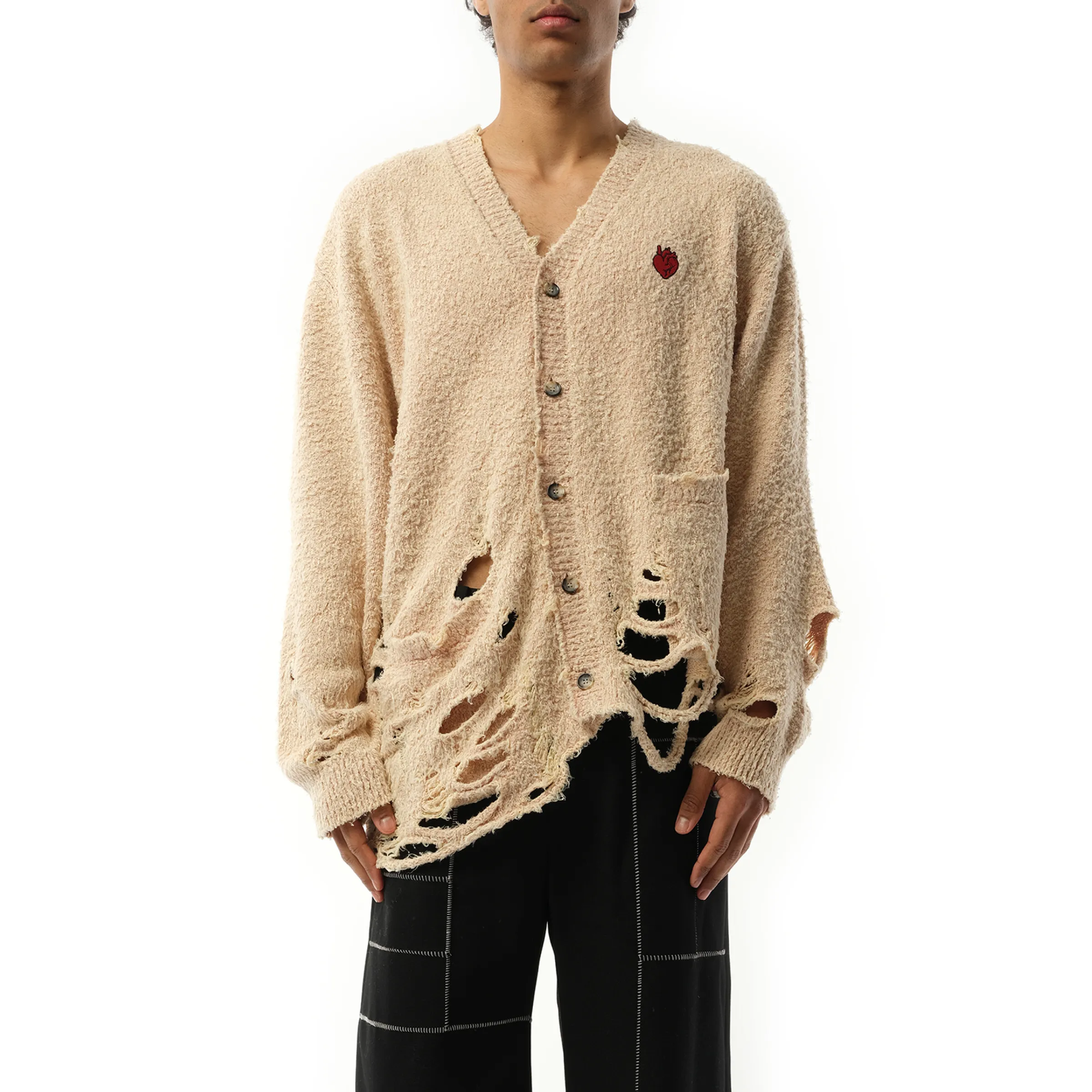 Zombie Silhouette Knit Cardigan in Beige