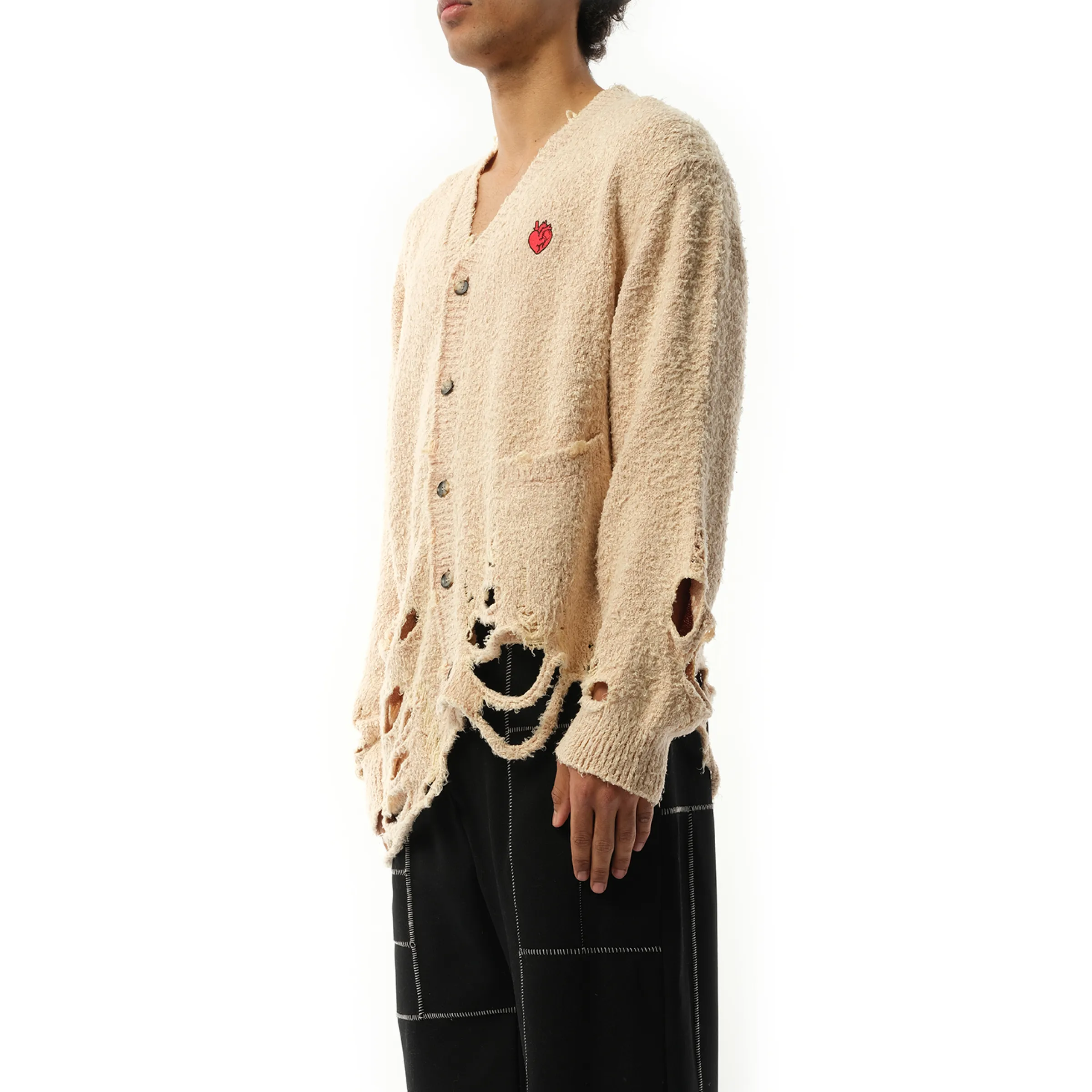 Zombie Silhouette Knit Cardigan in Beige