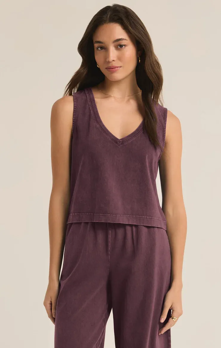 ZSU Sloane V-Neck Tank in Cocoa Berry