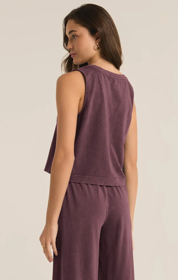 ZSU Sloane V-Neck Tank in Cocoa Berry